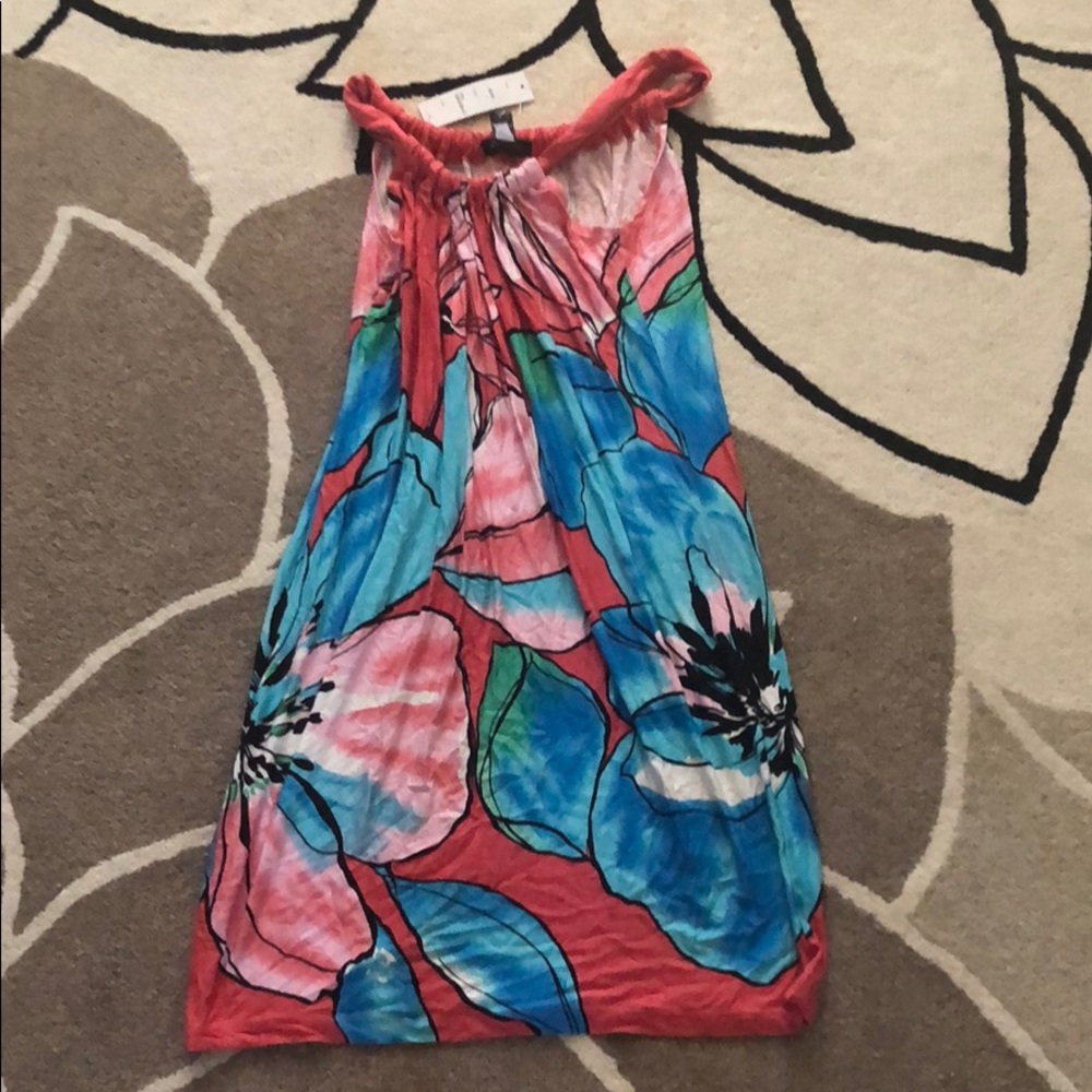 New Watercolor Floral Sack Beach Pool Dress S